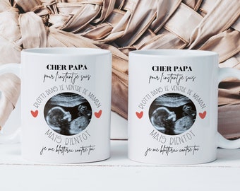 Mug Cher Papa - Futur Papa Père - Tasse en Céramique - Idée Cadeau Echographie Annonce de Grossesse Naissance Bébé