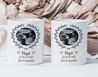 Mug Grandpa I'm On The Way - Future Grandpa - Grandfathers - Ceramic Mug - Gift Idea Ultrasound Pregnancy Announcement Baby Birth