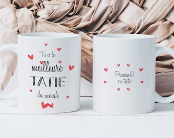 Mug The Best Aunt in the World - Ceramic Mug to Offer - Grandmother - Original Gift Idea - Customizable First Name