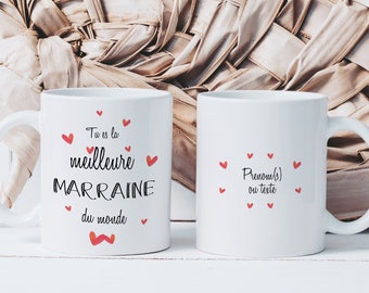 Mug La Meilleure Marraine du Monde - Tasse en Céramique à Offrir - Idée Cadeau Originale  - Prénom Personnalisable