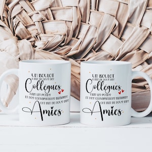 Colleagues Friends Mug - Friendship Ceramic Mug - Original Gift Idea for a Great Colleague - Birthday Christmas - Friend Heart