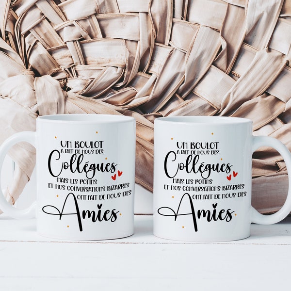 Mug Collègues Amies - Tasse en Céramique Amitié - Idée Cadeau Originale une Collègue Formidable - Anniversaire Noël - Cœur Amie