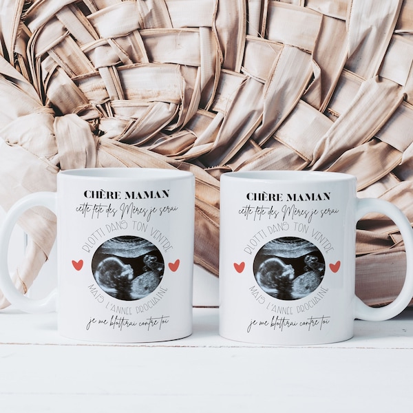 Mug Tasse Chère Maman Femme Enceinte - Tasse en Céramique - Idée Cadeau Originale Pour la Fête des Mères Echographie Mamans Naissance Bébé