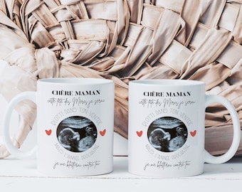 Mug Tasse Chère Maman Femme Enceinte - Tasse en Céramique - Idée Cadeau Originale Pour la Fête des Mères Echographie Mamans Naissance Bébé