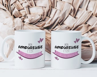 Mon Amoureuse My Princess Mug - Ceramic Mug to Offer - Original Gift Idea for Valentine's Day - Women Couple Love Heart