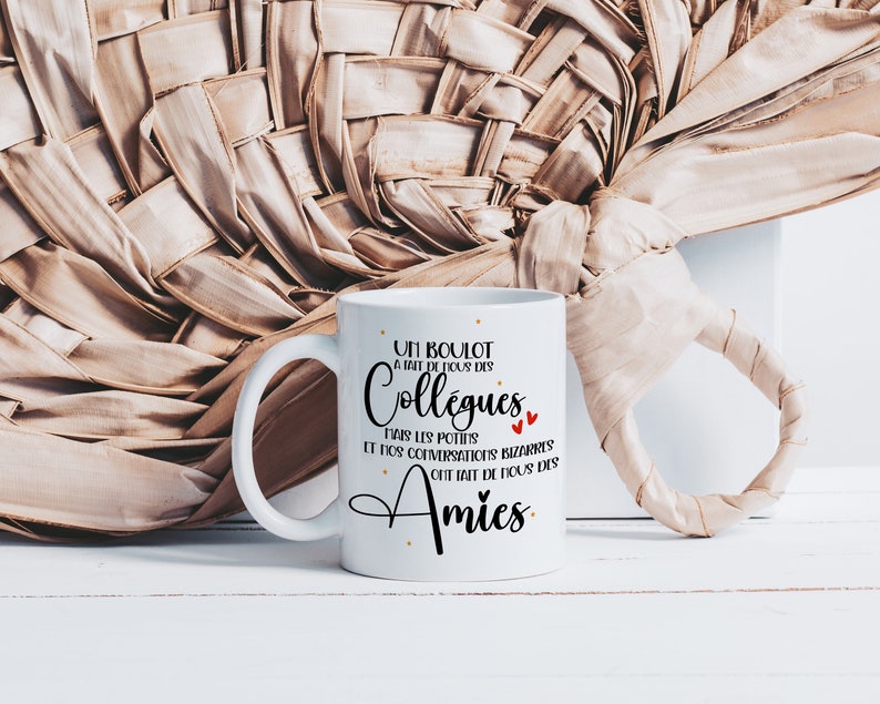 Mug Collègues Amies Tasse en Céramique Amitié Idée Cadeau Originale une Collègue Formidable Anniversaire Noël Cœur Amie image 2