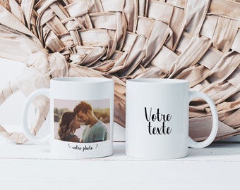 Mug Personnalisable Photo & Texte - Tasse en Céramique Personnalisée - Idée Cadeau Originale - Homme Femme Famille