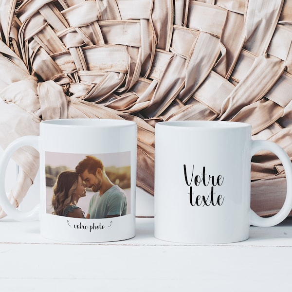 Mug Personnalisable Photo & Texte - Tasse en Céramique Personnalisée - Idée Cadeau Originale - Homme Femme Famille