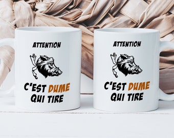 Mug Chasseur - Tasse en Céramique à Offrir - Chasse Sanglier Corse - Idée Cadeau Prénom Personnalisable