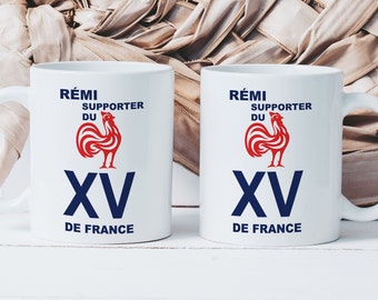 French Rugby XV Supporter Mug - Men's Magic Mug - Customizable First Name Gift Idea - Father's Day - Rugby player