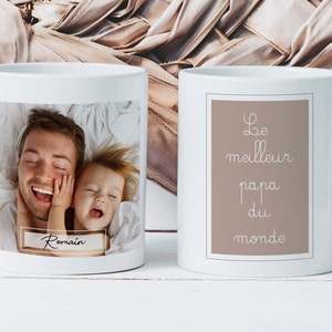 Photo Mug Best Dad in the World - Ceramic Cup - Personalizable First Name Gift Idea - Birth - Father's Day