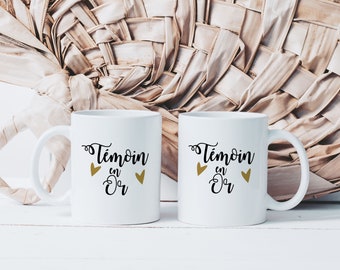Taza de Cerámica con Testigo de Oro - Idea de Regalo Original para Hombres y Mujeres - Testigo de Boda - Despedida de Soltera, Amistad