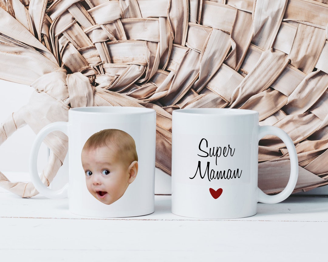 Mug Super Maman Tête de Bébé - Tasse en Céramique Personnalisée - Idée ...