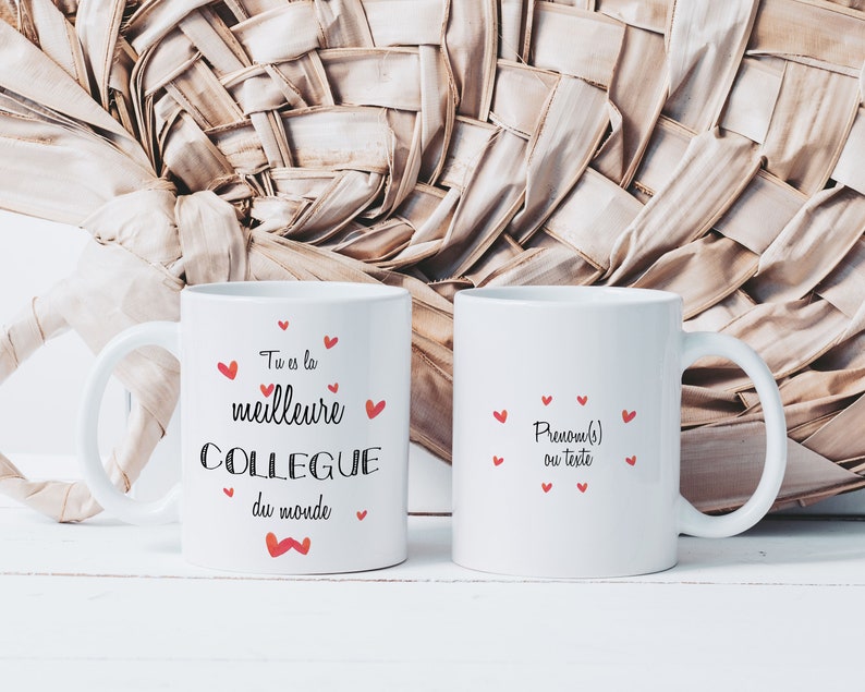 Mug The Best Colleague in the World Ceramic Mug to Offer Original Gift Idea Customizable First Name Mug Blanc