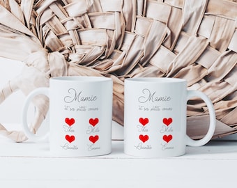 Mug Mamie et ses Petits Cœurs - Tasse en Céramique Personnalisée - Idée Cadeau Originale Pour La Fête des Grands-Mères - Mémé Petits Enfants