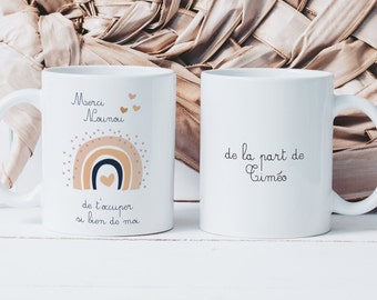 Mug Merci Nounou - Tasse en Céramique - Idée Cadeau Prénom Personnalisable - Nourrisse - Noël