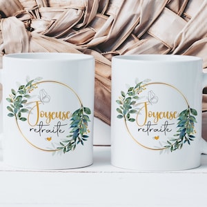Happy Retirement Mug - Friendship Ceramic Cup - Original Gift Idea for a Retiree - Birthday Christmas - Going Away Drink - Colleague