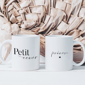 Small Heart Mug Personalizable First Name - Personalized Ceramic Cup - Original Gift Idea for Men Women Couple Love Valentine&#39;s Day