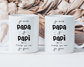 Caneca Papai e Vovô - Copo de Cerâmica - Ideia de Presente para o Dia dos Pais - Anúncio de Gravidez - Grávida - Futuro Avô - Magia - Surpresa