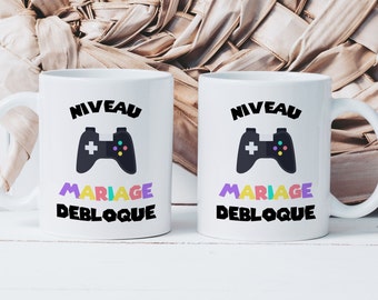 Mug Niveau Mariage Débloqué - Tasse en Céramique - Idée Cadeau Marié - Gamer - Geek - Jeux Vidéos