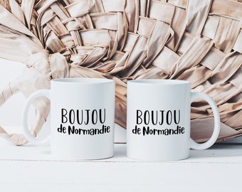 Mug Boujou de Normandie - Tasse en Céramique Personnalisée - Idée Cadeau Originale Pour Normands Normande Bisou Bonjour France