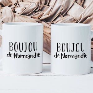 Boujou Mug from Normandy - Personalized Ceramic Cup - Original Gift Idea for Normans Normande Bisou Bonjour France
