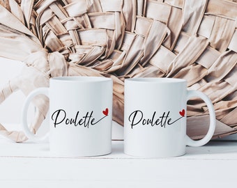 Mug Poulette Cœur - Tasse en Céramique Personnalisée - Idée Cadeau Originale Femme - Amie Collègue Copine Mignon