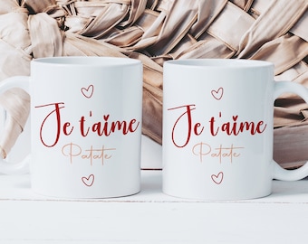 I Love You Potato Mug - Love Friendship Ceramic Cup - Original Gift Idea for Valentine's Day - Couple - Colleague - Friend - Love Heart