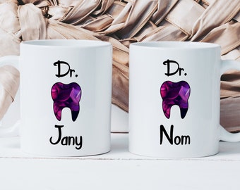 Personalized Dentist Mug - Personalized Ceramic Mug - Original Gift Idea Dentists Dental Practice Flowering Teeth Doctor