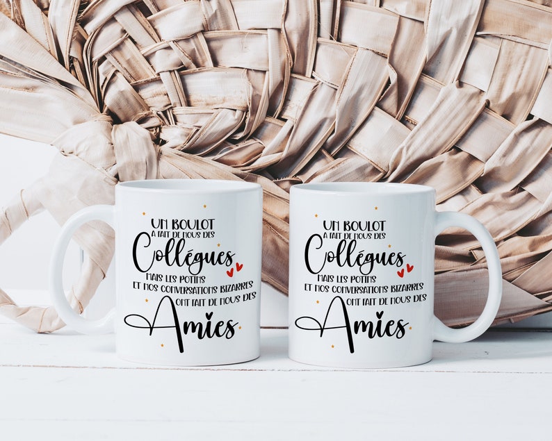 Mug Collègues Amies Tasse en Céramique Amitié Idée Cadeau Originale une Collègue Formidable Anniversaire Noël Cœur Amie image 1