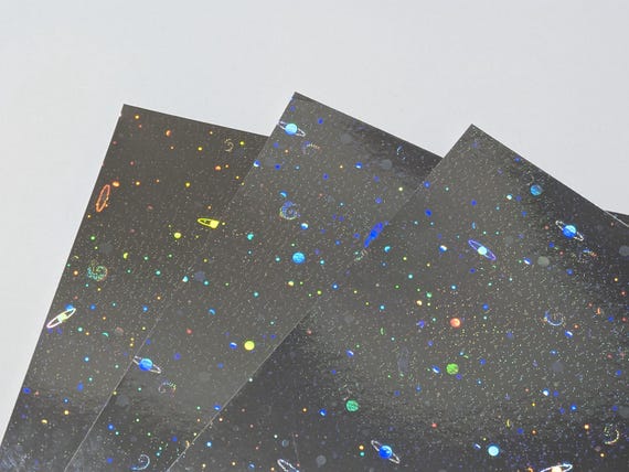 Cosmos Foil Holographic Paper: Galaxy Planets Cardstock (10x13