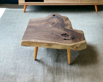 Mesa de centro de madera rústica hecha a mano - Nogal único (WG-1067)