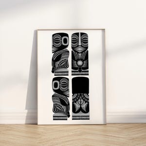 Cook Island Art 10 pack, Polynesian Art, Tangaroa, Digital Art Download, Digital Print, Pacific Island Illustration, kuki Tiki, Maori