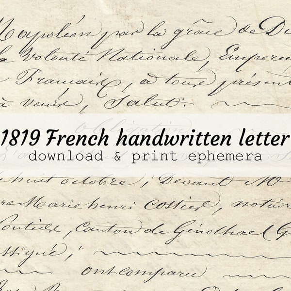 PRINTABLE Ephemera -  Antique French Letter from 1819 - Handwriting - junk journal, scrapbook digital paper 4 pages - 67 - INSTANT DOWNLOAD