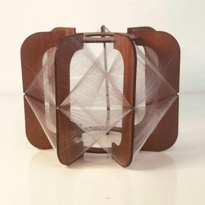 Thread lamp wound, String, style Paul Secon, Mid Century style, wood, transparent