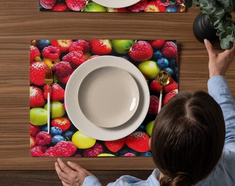 Set van 4 placemats, gepersonaliseerd met fotobedrukking, je kunt je eigen illusies ontwerpen, tekst logo naam foto,