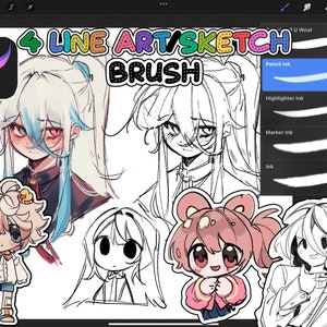 4 procrear Lineart/Sketchbrushes!!