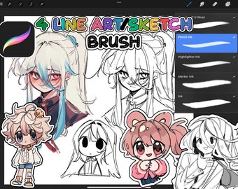 4 procreate Lineart/Sketchbrushes!!