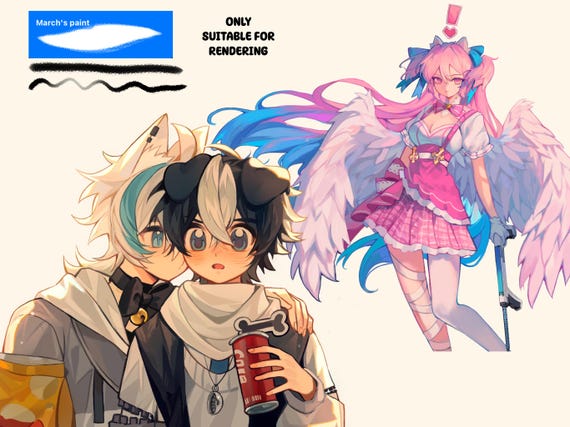 Procreateのハードラインアートとソフトレンダーのコンボブラシ6種類