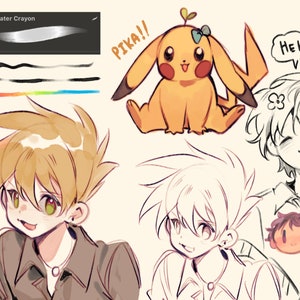 Pode incluir: Uma ilustra&ccedil;&atilde;o digital de um personagem de desenho animado com cabelo amarelo e uma camisa verde, um personagem de desenho animado com cabelo branco e uma camisa branca, um personagem de desenho animado amarelo com rubor vermelho e uma folha verde na cabe&ccedil;a, e um personagem de desenho animado com cabelo castanho e uma camisa branca. A ilustra&ccedil;&atilde;o &eacute; desenhada em um estilo aquarela suave.