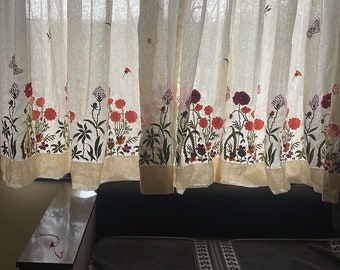Flower embroidered curtains