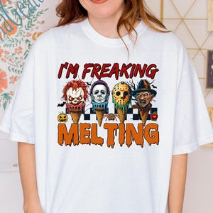 Comfort Color I&#39;m Freaking Melting Shirt, Spooky Ice Cream Shirt, Horror Summer Vibes T-shirt, Summer Halloween Shirt, Horror Shirt