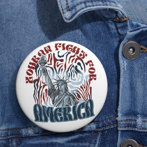 Zohran For New York City Pins Button in 3 size, Zohran Fight For America Pins, Zohran Mamdani, NYC Political, Anti Trump Pins, Protest Pins