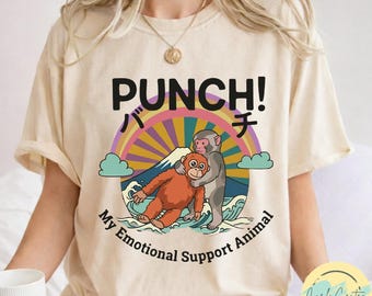 Punch Baby Affe Shirt, Viral Emotional Plüsch Affe Shirt, einsame süße Affe Grafik, Liebes Punch inspiriertes Design Shirt
