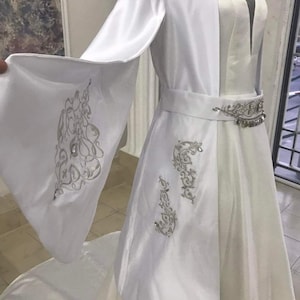 Wedding dress with traditional Armenian motive embroidery