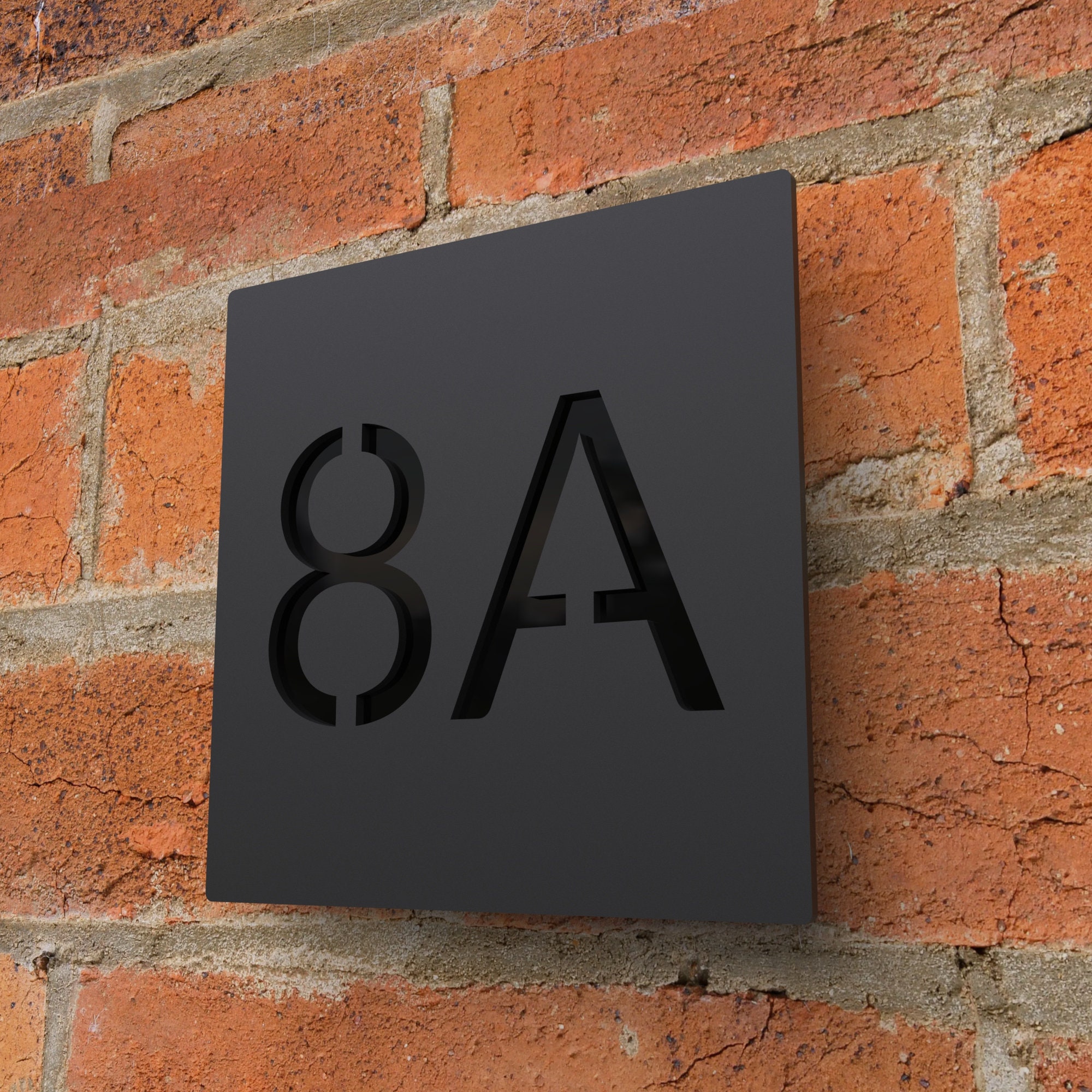 Modern Black House Number Sign, Custom Matt Black Acrylic House Numbers ...