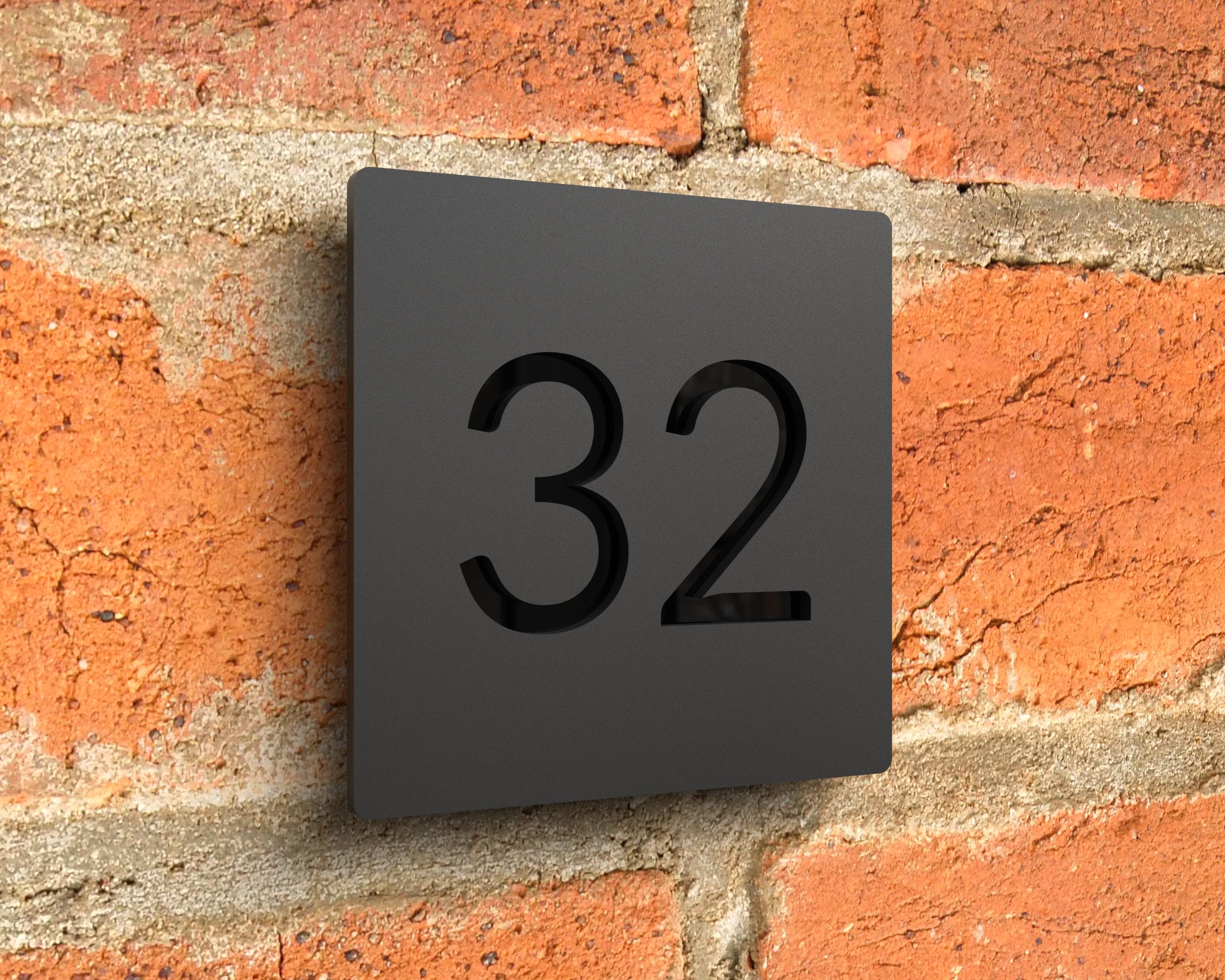 Modern Black House Number Sign, Custom Matt Black Acrylic House Numbers ...