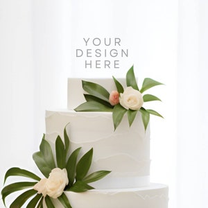 Hochzeitstorte Mockup, Cake Topper Mock-up, Hochzeitstorte Hintergrundfoto, Stock Bild, kommerzielle Nutzung, digitaler Download, Tropische Blätter