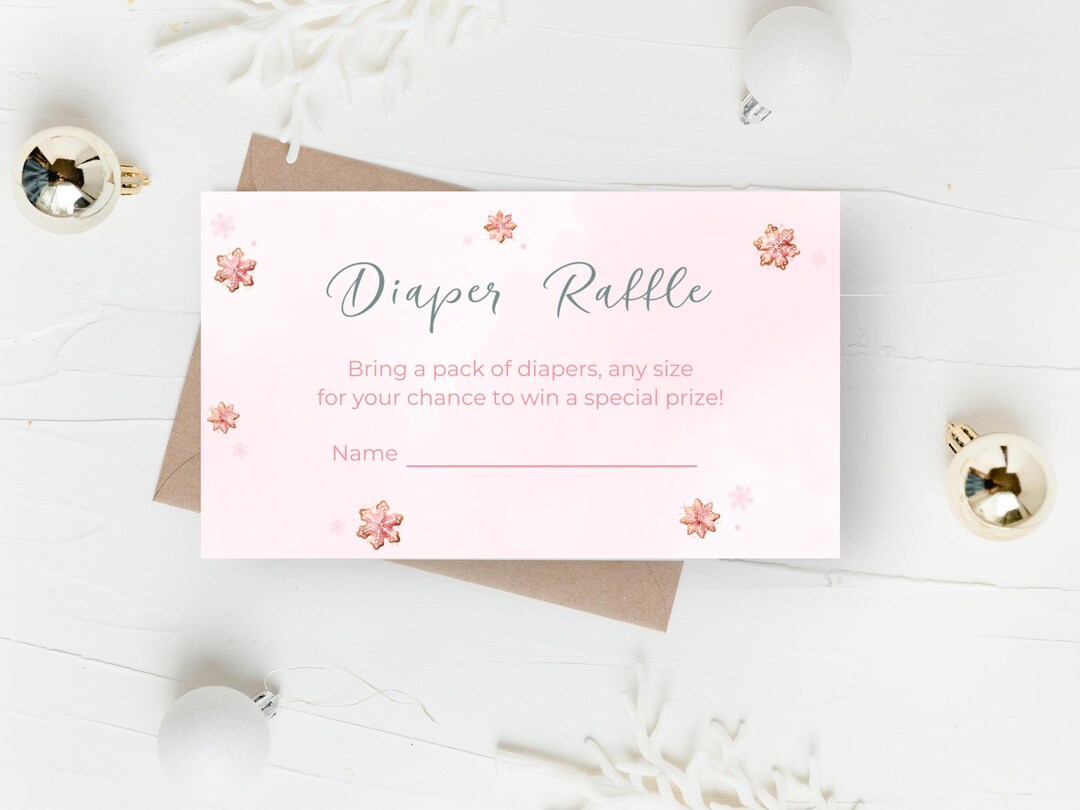 Diaper Raffle Card Pink Gingerbread, Editable Canva Template, Christmas ...