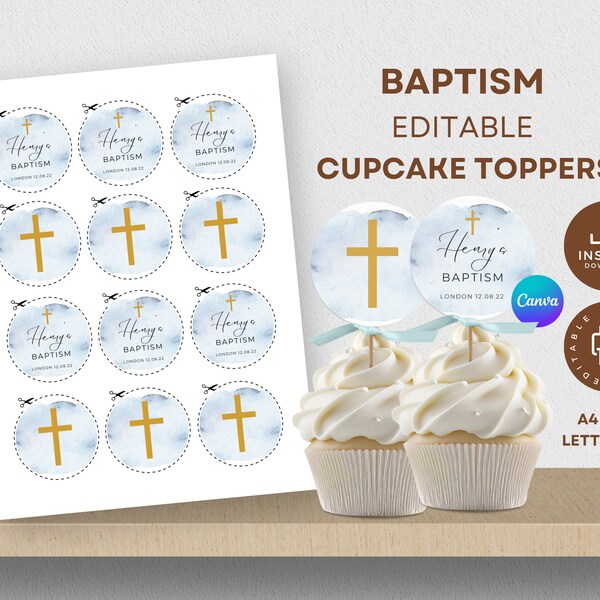 Baptism Cupcake Toppers - Etsy
